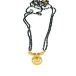 Traditional Dual-Strand Gold-Plated Mangalsutra with Floral Pendant