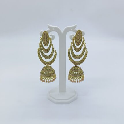 Gold-Plated Long Jhumka Earrings