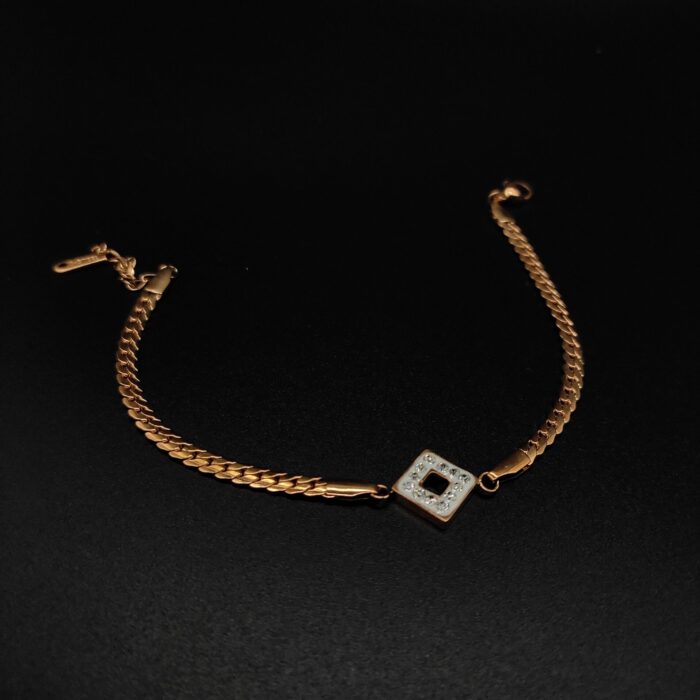 Square Charm Gold Plated Bracelet